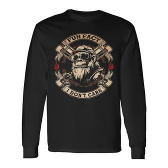 On Back Fun Fact I Don't Care Cool Grandpa Swag Gorillas Long Sleeve T-Shirt - Thegiftio UK