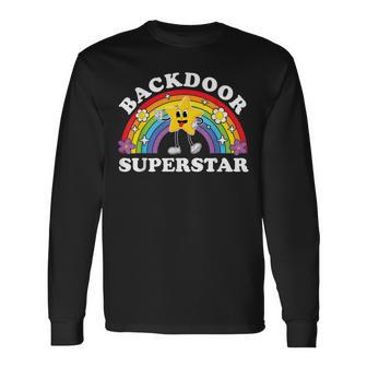 Backdoor Superstar Inappropriate Raunchy Adult Humor Long Sleeve T-Shirt - Thegiftio UK