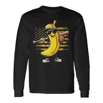 Graphic Bananas Proud Name Retro American Flag Banana Lover Long Sleeve T-Shirt - Thegiftio UK