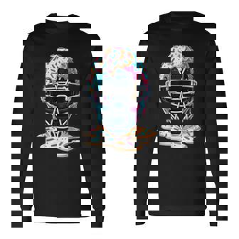 Baseball Catcher Mask Ice Cream Dripping Baseball Fan Boys Long Sleeve T-Shirt - Thegiftio UK
