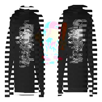 Baseball Drip For Boys Ice Cream Drip Baseball Long Sleeve T-Shirt | Mazezy