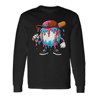 Baseball Drip For Boys Ice Cream Drip Baseball Long Sleeve T-Shirt - Thegiftio UK