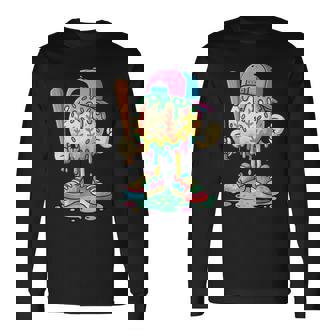 Baseball Drip For Boys Ice Cream Drip Baseball Sport Long Sleeve T-Shirt | Mazezy