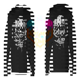 Baseball Drip Boys Ice Cream Waffle Home Plate Respect Drip Long Sleeve T-Shirt | Mazezy