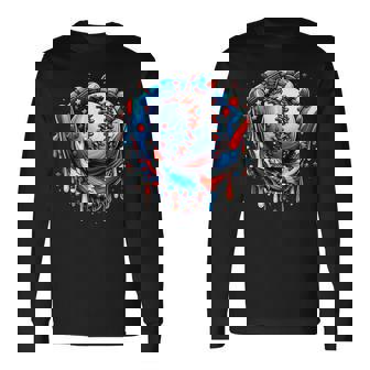 Baseball Drip Ice Cream Sprinkles Baseball Glove 4Th Of July Long Sleeve T-Shirt - Monsterry