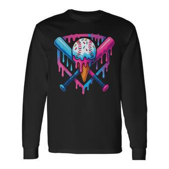 Baseball Drip Lifestyle Boys Pink Purple Long Sleeve T-Shirt - Thegiftio UK