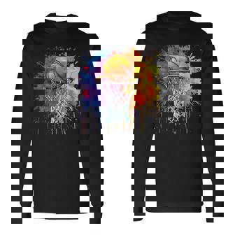 Basketball Colorful Drip Graphic Long Sleeve T-Shirt - Monsterry