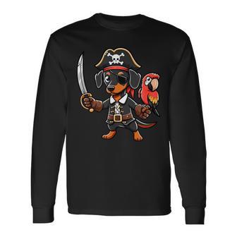 Bassotto Pirata Divertente Cane Capitano Maglietta a maniche lunghe - Novitaregali