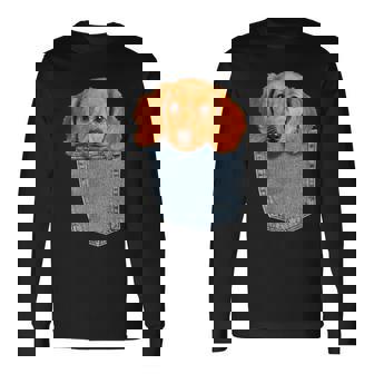 Beagle In My Pocket シャツ かわいい子犬 ダックスフンド ドッグシャツ 長袖Tシャツ - Kawaiitshirt