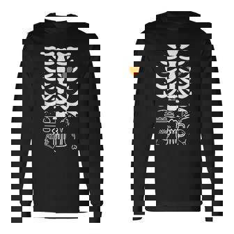 Beer Belly & Baby Skeleton Pregnancy Couples Halloween Dad Long Sleeve T-Shirt - Monsterry