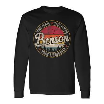 Benson The Man The Myth The Legend Personalized Name Long Sleeve T-Shirt - Thegiftio UK