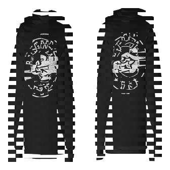 Best Grandpa Ever Fist Bump Circle Emblem Grandpa Long Sleeve T-Shirt - Monsterry