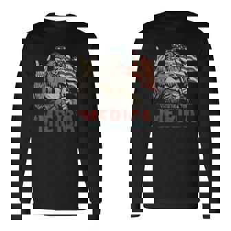 Bigfoot Merica Rock American Flag Patriotic Usa 4Th Of July Long Sleeve T-Shirt - Monsterry