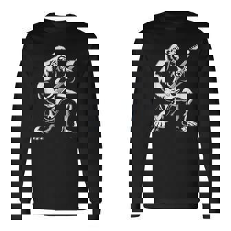 Bigfoot Playing Guitar Rock And Roll Music Band Sasquatch Long Sleeve T-Shirt - Thegiftio UK