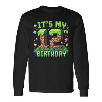 Birthday Boy It's My 12Th Birthday Video Game Pixel Long Sleeve T-Shirt - Thegiftio UK
