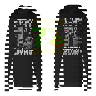 Birthday Boy It's My 7Th Birthday Game Pixel Boys Long Sleeve T-Shirt | Mazezy