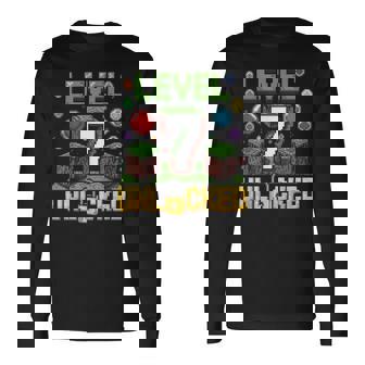 Birthday Boy Level 7 Unlocked 7Th Birthday Game Pixel Long Sleeve T-Shirt | Mazezy
