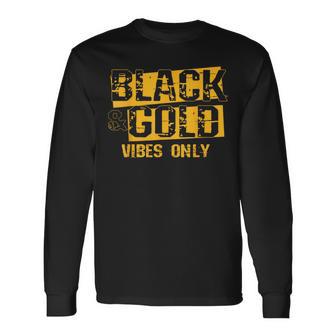Black And Gold Game Day Group For High School Football Long Sleeve T-Shirt | Mazezy