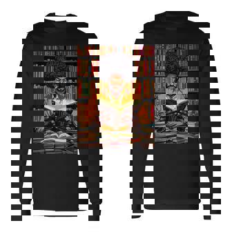 Black Man Reading Book Black History Month Book Lover Afro Long Sleeve T-Shirt - Thegiftio