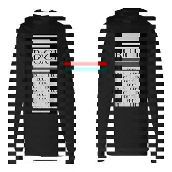 Bocci ぼっち ロゴ 総柄 緑 赤 イタリア国旗風【変なデザイン屋さん】陰キャ オタク ブランド パロディ 面白 長袖Tシャツ - Kawaiitshirt