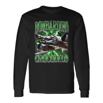 Bombardino Crocodilo イタリアンブレイン 面白い クロコダイル ミーム 長袖Tシャツ - Kawaiitshirt