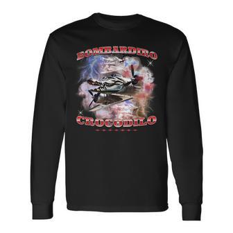 Bombardiro Crocodilo Italian Brainrot Meme Crocodile Long Sleeve T-Shirt - Thegiftio UK