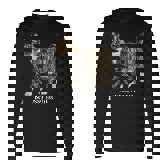 Bossy Paws 猫好き キジトラ白 猫ネタ 猫しもべ ツンデレ 猫飼い 猫オーナー 猫依存症 おもしろ 長袖Tシャツ - Kawaiitshirt