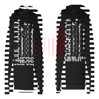 Boy One Nation Under God 4Th July American Flag Fighter Jet Long Sleeve T-Shirt | Mazezy