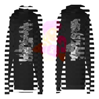 Breast Cancer Awareness African American Afro Pink Ribbon Long Sleeve T-Shirt - Thegiftio