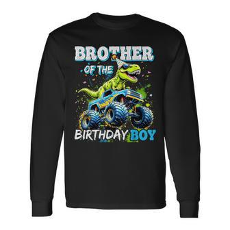 Brother Of The Birthday Boy Monster Truck Dinosaur Party Long Sleeve T-Shirt - Thegiftio UK