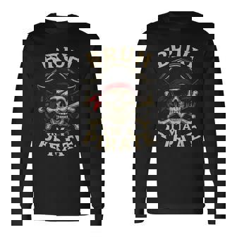 Bruh I'm A Pirate Lazy Pirate Skull Costume Halloween Long Sleeve T-Shirt - Thegiftio