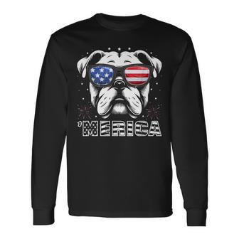 Bulldog 4Th Of July Merica Patriotic Dog Long Sleeve T-Shirt - Thegiftio UK