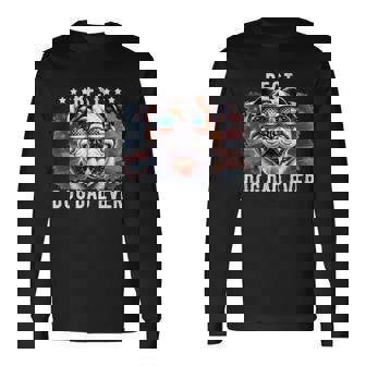 Bulldog Best Dog Dad Ever Father's Day American Flag Long Sleeve T-Shirt | Mazezy