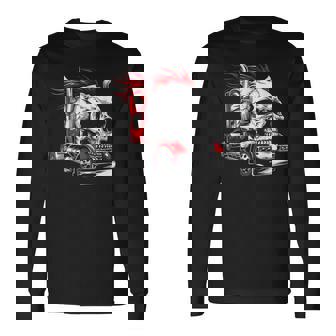 Calavera Camionero Carretera Conductor Camión Camiseta de manga larga - Regaloses