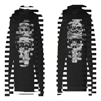 Calavera Con Casco Tatuaje Genial Regalo Camiseta de manga larga - Regaloses