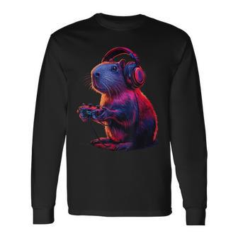 Capybara Video Games Capybara Retro Vintage Long Sleeve T-Shirt - Thegiftio UK