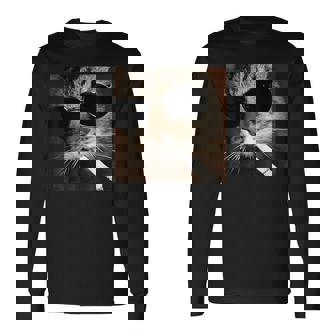 Cat Meme Wearing Sunglass And Smoking Cigarette Gangster Cat Long Sleeve T-Shirt - Monsterry