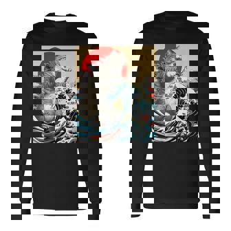 Catzilla 猫日本美術面白い猫 長袖Tシャツ - Kawaiitshirt