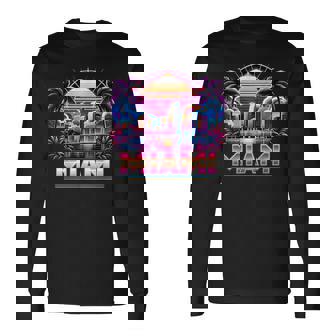 Chemise Colorée Miami City Florideacances En Famille T-shirt à manches longues - Cadeauxyz