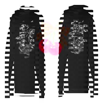 Cherry Coquette Aesthetic With Leopard Bow Long Sleeve T-Shirt - Thegiftio