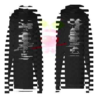 Cherry Ninja かわいいtシャツ 長袖Tシャツ - Kawaiitshirt