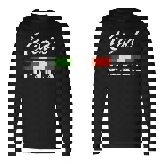 Ciao Italia トリコロールグリーン 白と赤 イタリア国旗 イタリア 長袖Tシャツ - Kawaiitshirt