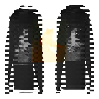 Cigarrillo Divertido Gatito Fumando Estúpido Gato Meme Brainrot Camiseta de manga larga - Regaloses