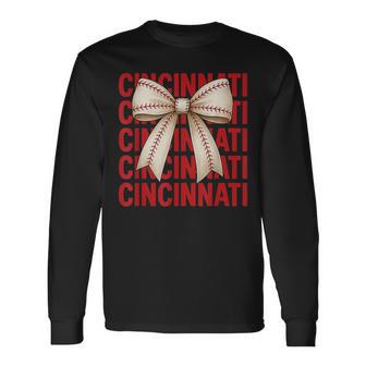 Cincinnati Coquette Bow Vintage Cincinnati Long Sleeve T-Shirt - Thegiftio UK