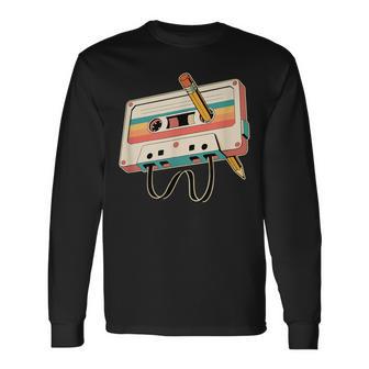 Cinta Retro Con Lápiz Fans Música Años 80 90 Camiseta de manga larga - Regaloses