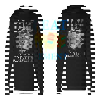 Cool I Eat セメント、建設猫、面白いユーモア、猫のミーム 長袖Tシャツ - Kawaiitshirt