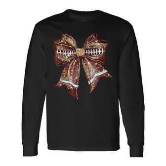 Coquette Bow Cheer American Football Game Day Thanksgiving Long Sleeve T-Shirt - Thegiftio UK