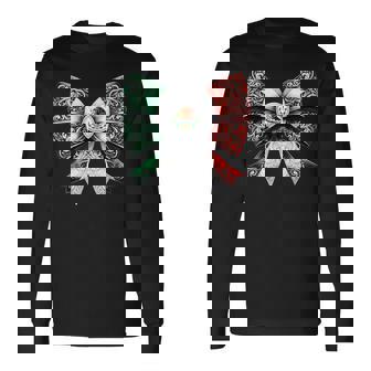Coquette Ribbon Bow Mexican Flag Festive Latino Pride Long Sleeve T-Shirt | Mazezy