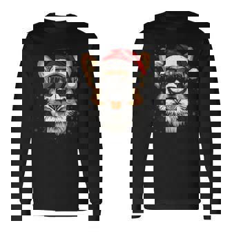 Corgi サンタハット 面白い かわいい 犬 ママ お父さん クリスマス 長袖Tシャツ - Kawaiitshirt