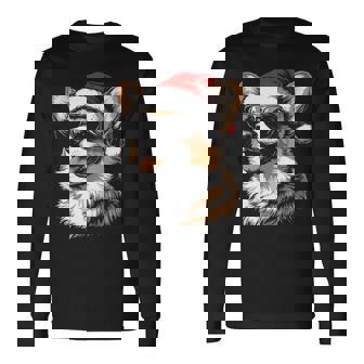 Corgi サンタハット 面白い かわいい 犬 ママ お父さん クリスマス 長袖tシャツ 長袖Tシャツ - Kawaiitshirt